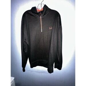 Cinch Quarter Zip Men's Medium Black Pullover 1/4 Zip Western Ranch Sweater